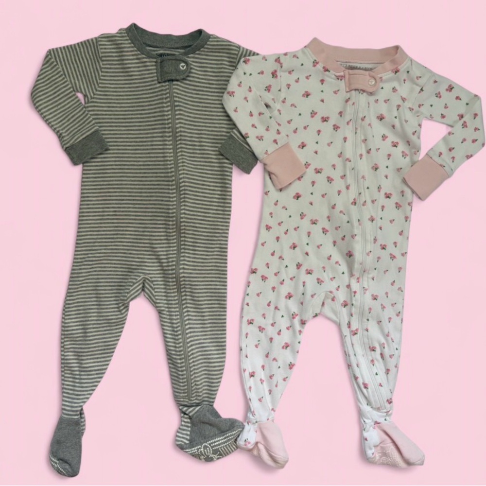 Burt’s Bees Baby Set of 2 Organic Cotton Footie Sleepers Sz 6-9M